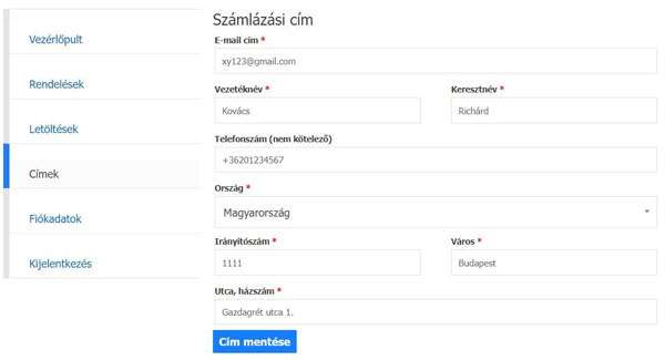 Címek beállítása: gyorsvásárlás