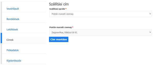 Címek beállítása a fiókban