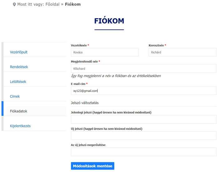 Fiók regisztrációja