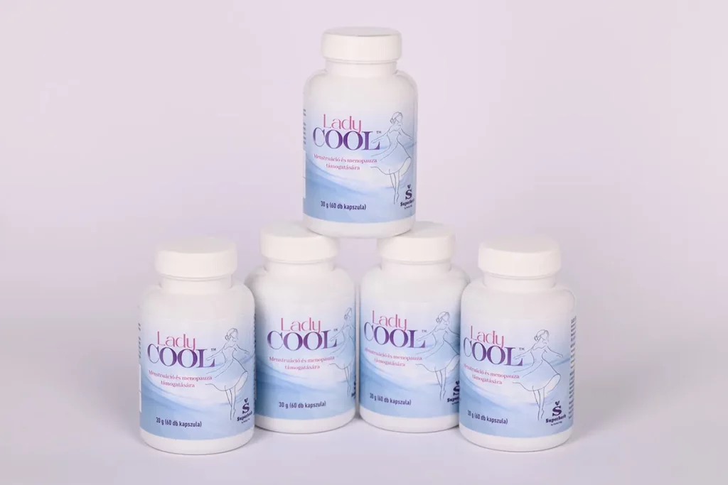 Lady Cool egy növényi hatóanyagokból álló étrend-kiegészítő termék, mellékhatások nélkül. Fő előnye, hogy gyógyszerszedés nélkül, kezelheted vele a menopauza-, illetve a menstruáció kellemetlen tüneteit.